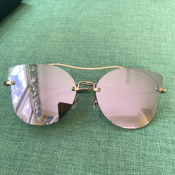 NWT Oversized Pink Mirror Rimless Sunglasses - Picture 4 of 4